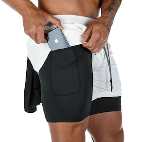 Short Masculino de Compressão 2x1 Bolso Oculto para Celular Bermuda Térmica Corrida Academia Fitnes Crossfit