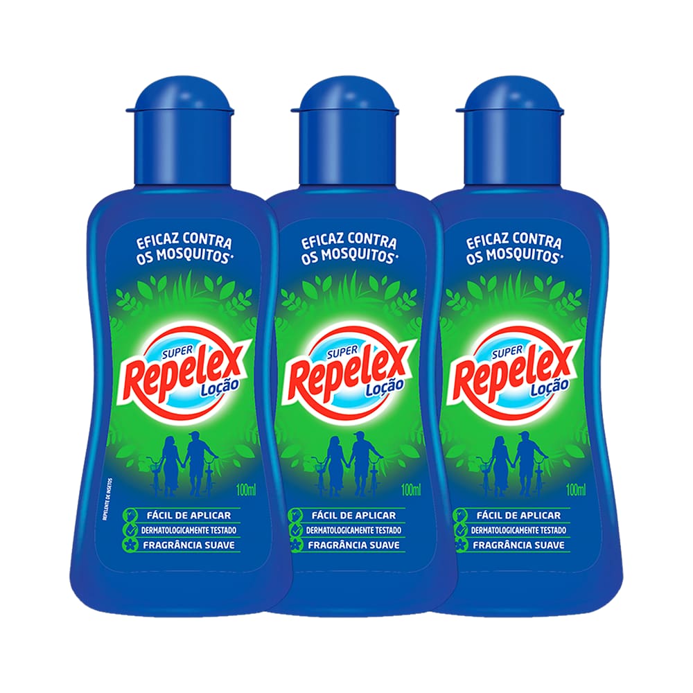 Repelente Repelex Loção 100ml - Kit c/ 3 unidades