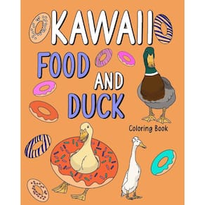 Kawaii Food and Duck Coloring Book