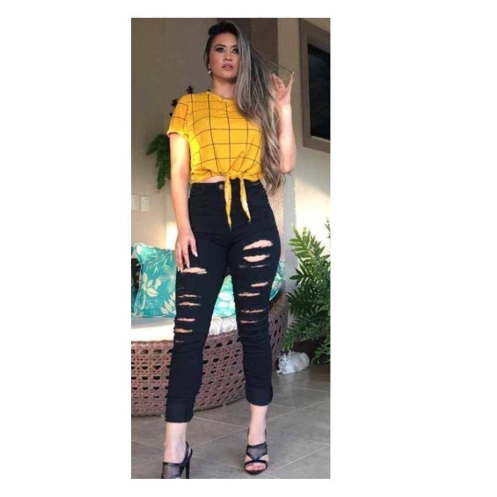 Calça Fem Golpe Fatal  Deluxe Rasg Preta - 00064