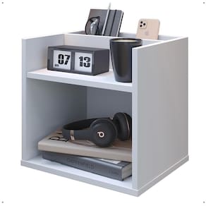Mesa de Cabeceira Suspensa Madri Divisória Organizadora Nicho Mesinha Decorativa Quarto Casal Solteiro - Branco - RPM Móveis