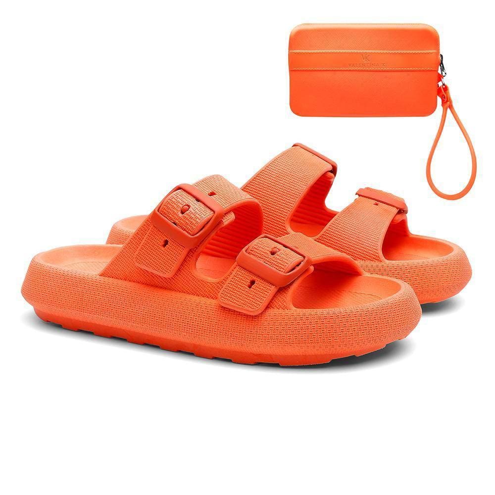 Kit Chinelo Nuvem Slide Tira Dupla Fivela + Carteira Casual