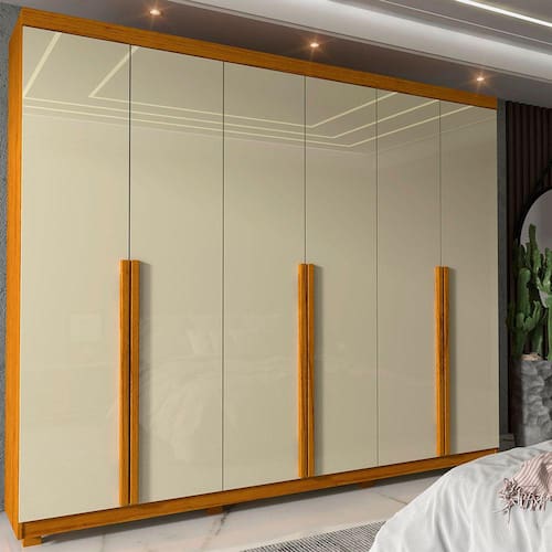 imagem-Guarda Roupas Casal 6 Portas 4 Gavetas Imperatriz Naturale Off White - Gelius