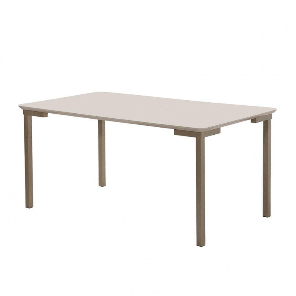 Mesa de Jantar 6 Lugares Tampo de MDF e Vidro Isis New Aço Nobre