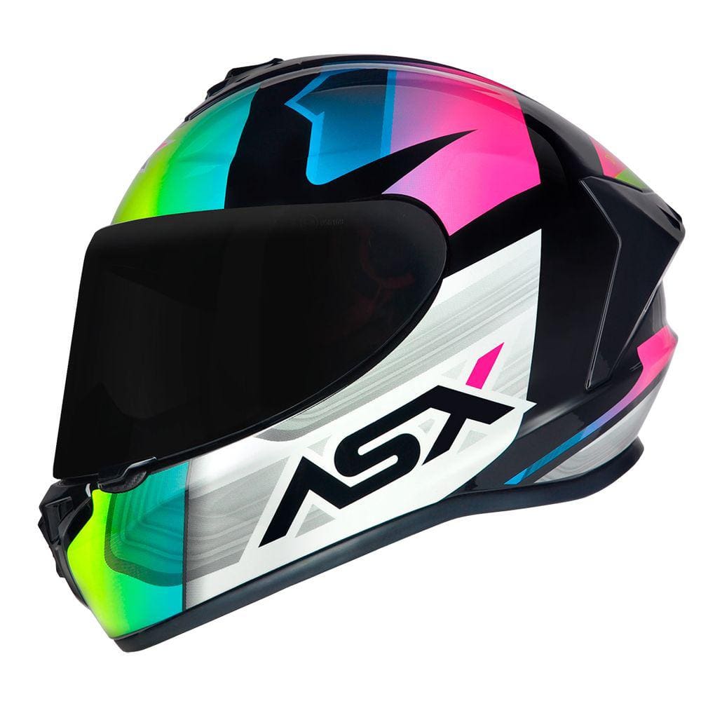Capacete ASX Draken Striker Preto Amarelo e Rosa