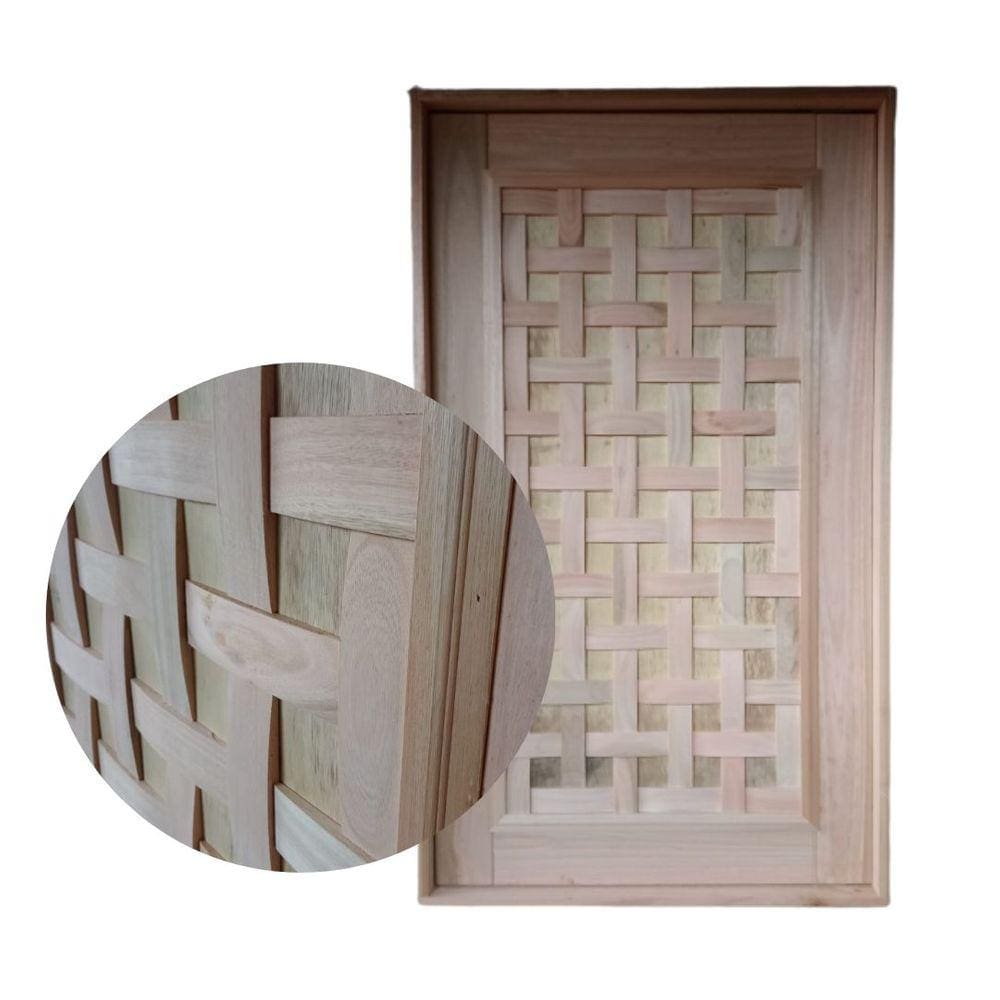 Porta Pivotante Couro Trançado Eucalipto 2,13x1,17