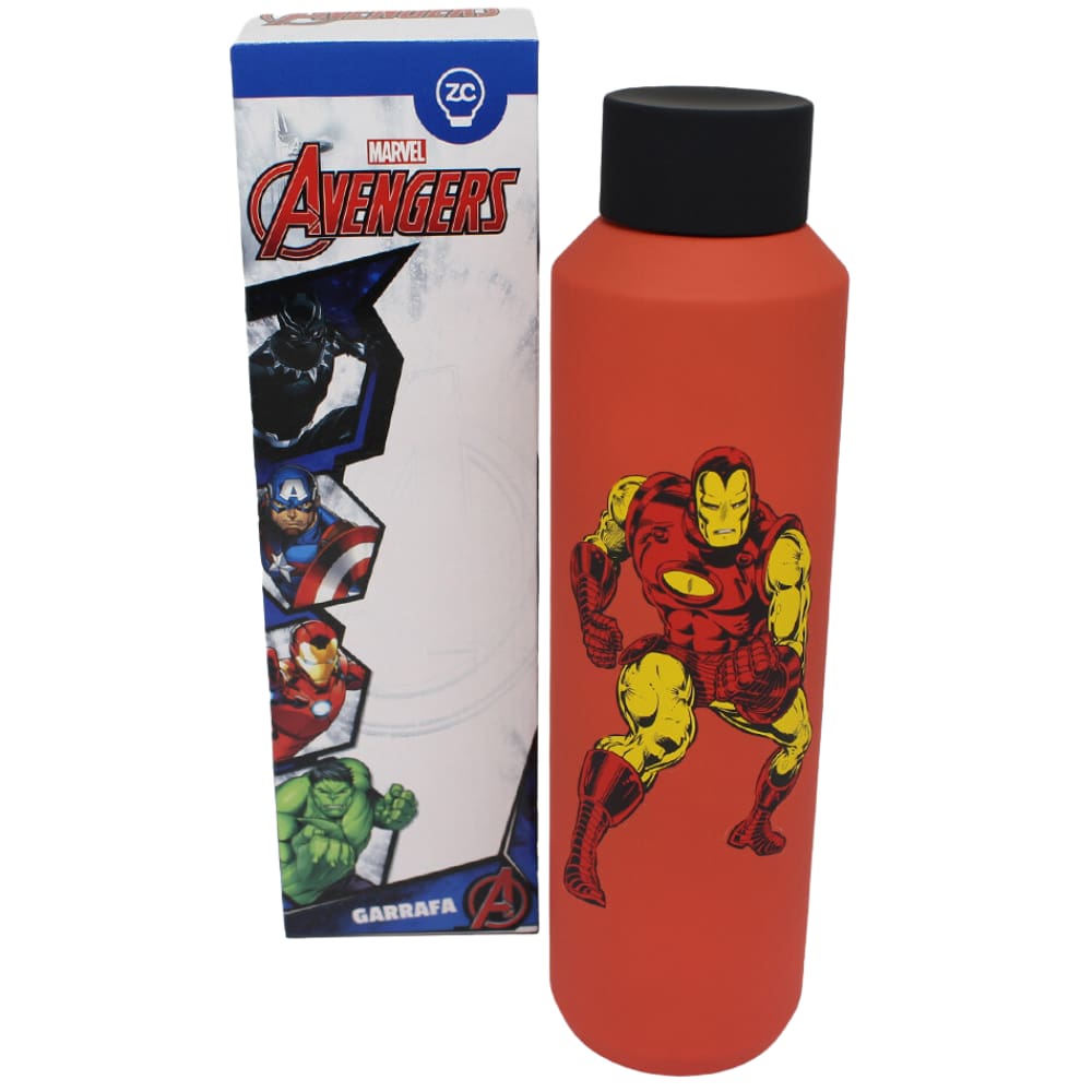 Garrafa Homem De Ferro Iron Man Térmica 6 Horas 600ml Oficial Marvel