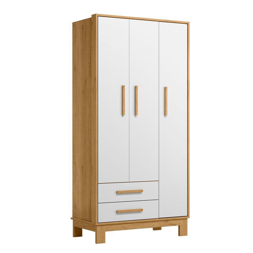Guarda Roupa Infantil 3 Portas e 2 Gavetas Encantado Q01 Freijó Branco Clique Chique
