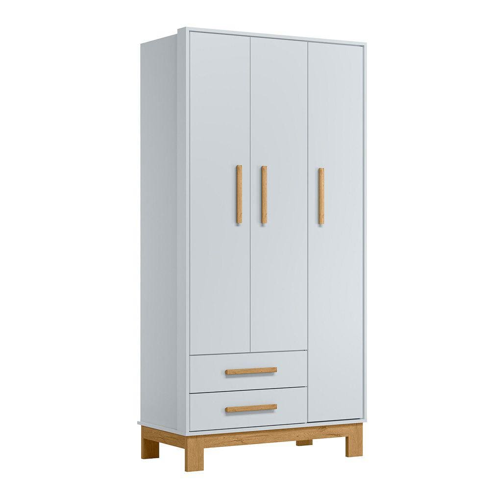 Guarda Roupa Infantil 3 Portas e 2 Gavetas Encantado Q01 Cinza Clique Chique
