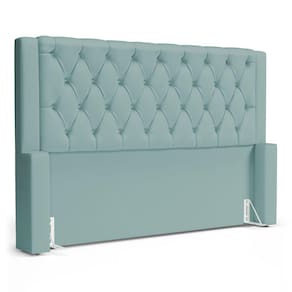 Cabeceira Cama Box Queen Size Atena 180cm Capitonê com Frame Veludo Acqua - Desk Design