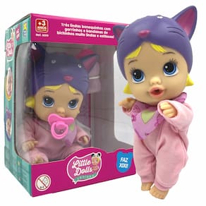 Boneca Little Dolls Soninho Bebê Faz Xixi Bonequinha Brinquedo DiverToys Gato