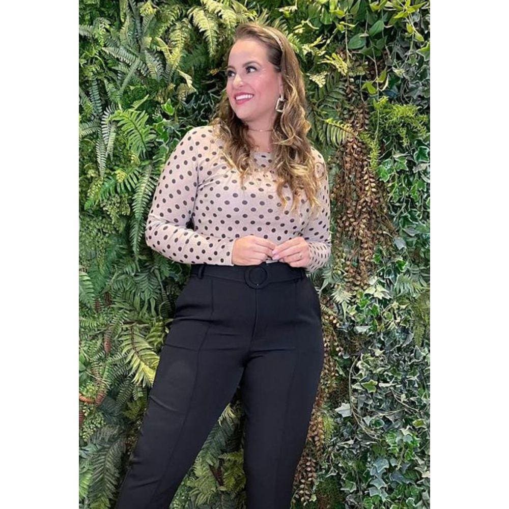 Blusa Plus Size Poá Manga Longa