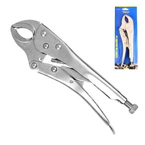 Alicate Pressão Ajustável Mordente Curvo 10" Pol. Ferramenta Oficina Funileiro Garra Chave de Canos Excelene Torque Aço