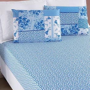 Jogo De Cama Lençol Bouti Estampado Solteiro 02 Peças - Azul Sereno
