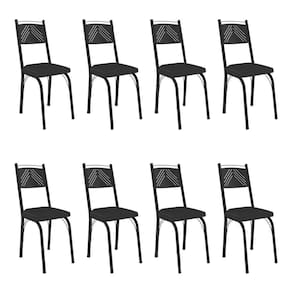 Kit 8 Cadeiras De Cozinha Virginia Corino Preto Pés De Ferro Preto - Pallazio