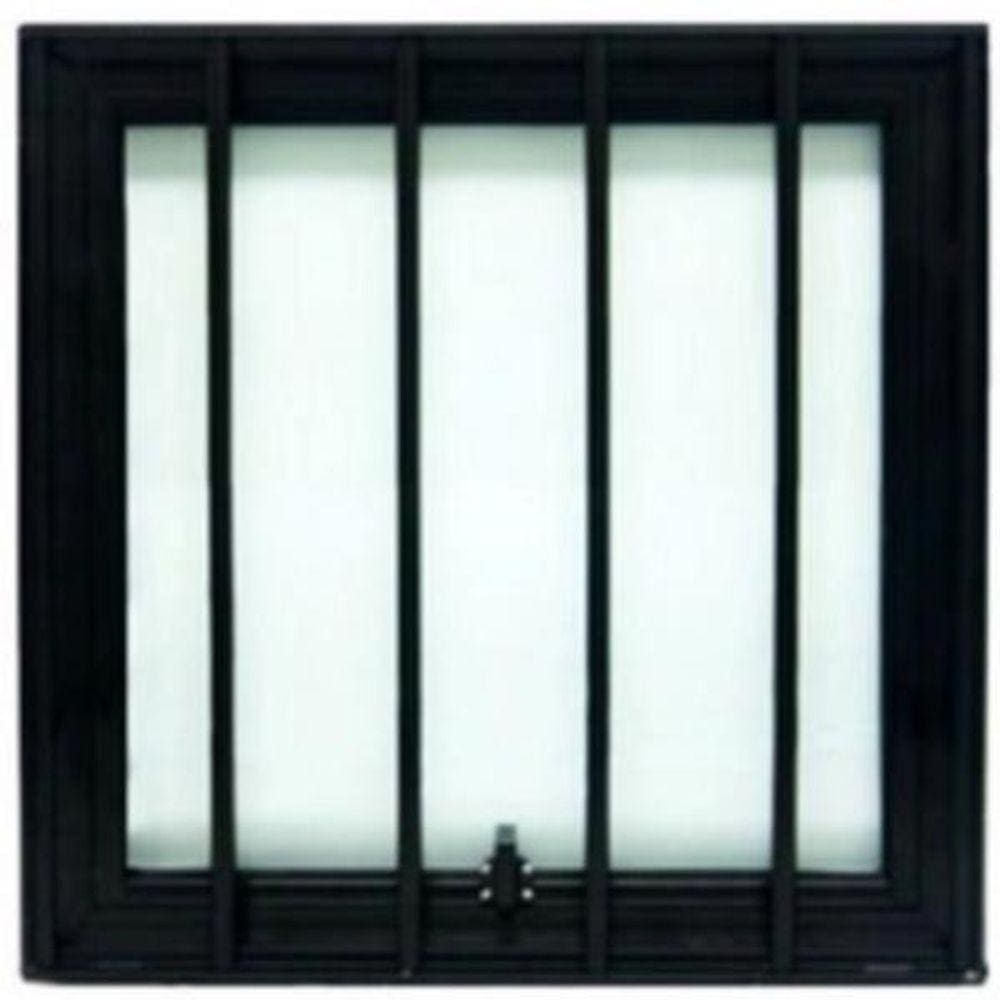 Janela Maxiar De Banheiro Esquadrias Brasil 35x35 Preto Com Grade [f123]