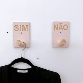 6 Ganchos Provador de loja Sim Não roupas boho rosa premium