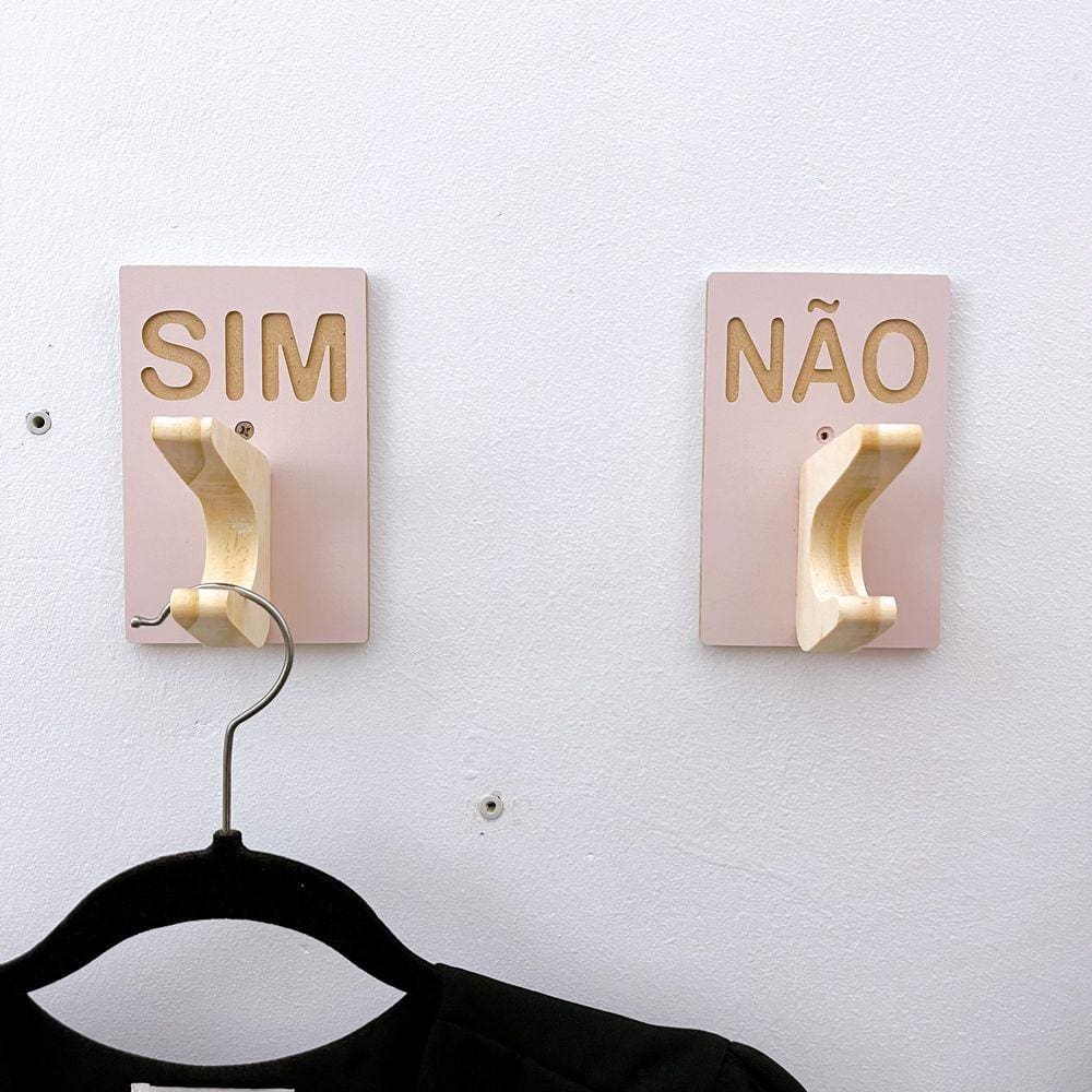 6 Ganchos Sim Não Provador de loja roupas boho premium rosa