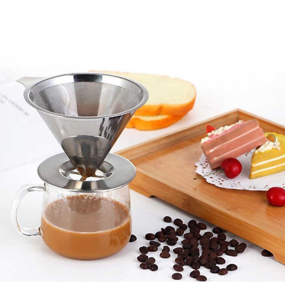 Filtro Coador de Café Inox com Base Não Precisa de Filtro de Papel