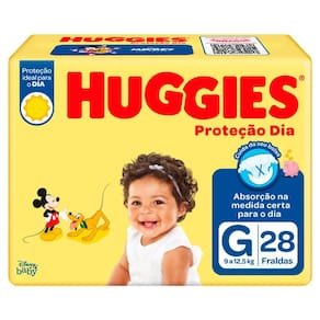 Fralda Huggies Proteção Dia Tamanho G 28 Unidades Descartáveis