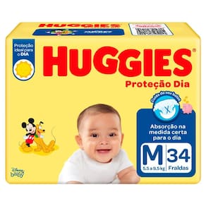 Fralda Huggies Proteção Dia Tamanho M 34 Unidades Descartáveis