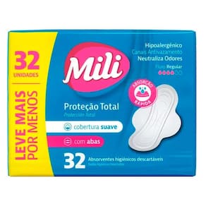 Absorvente Mili Proteção Total Suave Com Abas 32 Unidades