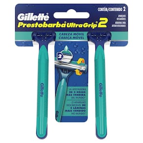 Gillette Prestobarba Ultragrip2 Aparelho de Barbear Descartável Cabeça Móvel 2 Unidades