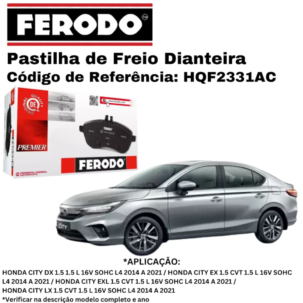 Pastilha de Freio Dianteira Ferodo Jeep Renegade / Compass / Fiat Toro HQF-2331/AC