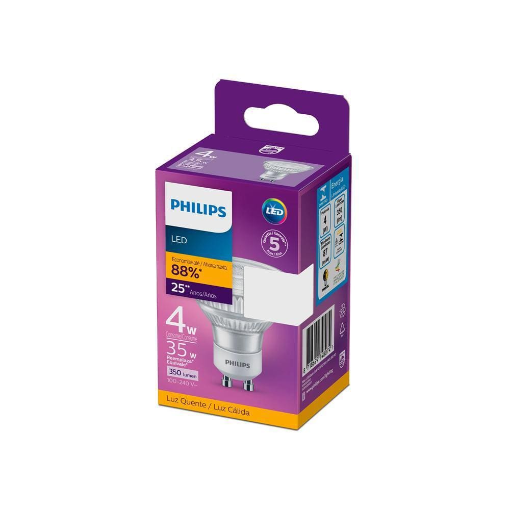 Lâmpada Led Philips dicróica 4W amarela BV GU10