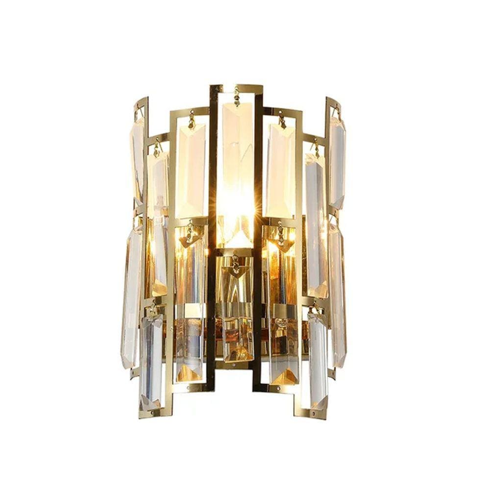 Arandela Dourada com Cristais 23cm 2E14