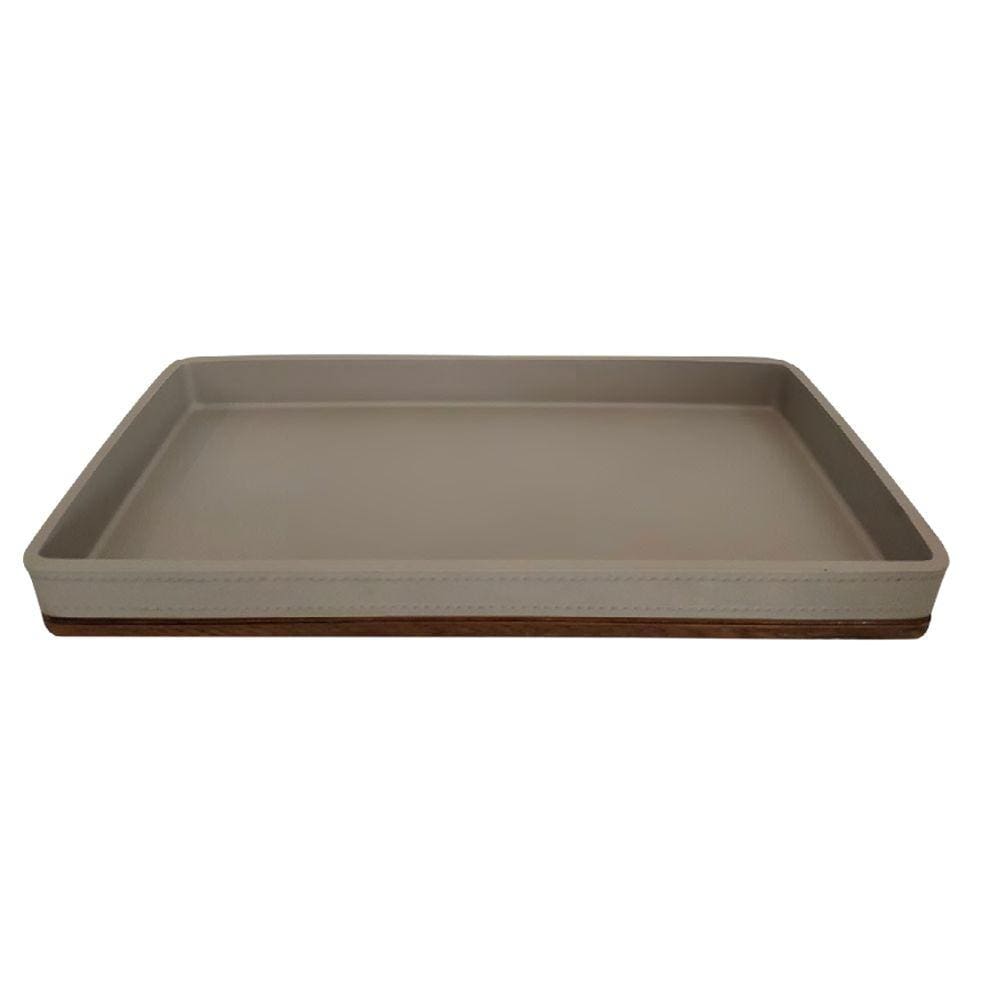 Bandeja Decorativa Retangular em Resina Cinza 40cm PO0144 BTC
