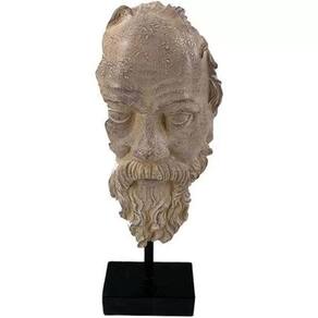 Escultura Decorativa Face em Resina Bege 25,5cm NK0197 BTC