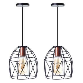 Kit 2 Lustre Pendente Interno Aramado Bala 23Cm Preto
