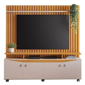 Estante Conceito Home para TV até 65 Polegadas 4 Portas Ripado JCM Cor Cinamomo Off White