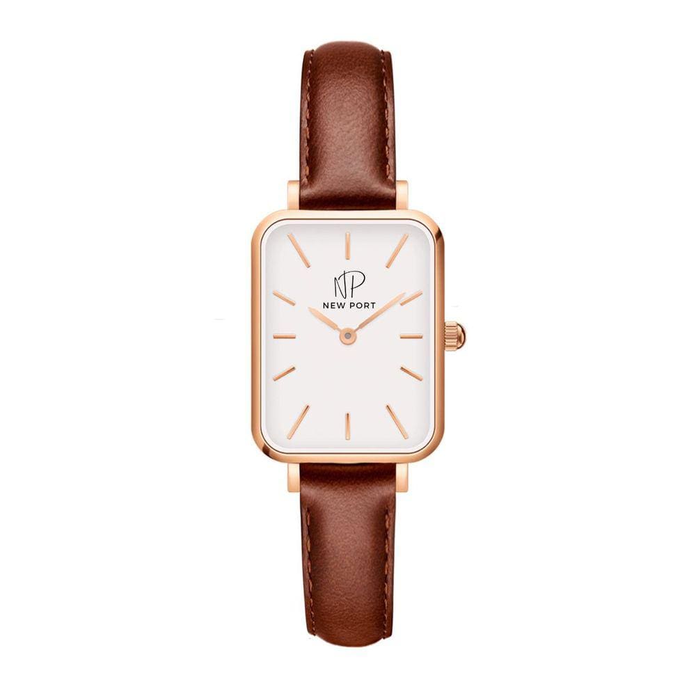 Relógio Feminino Quadrado Pulseira Marrom Minimalista