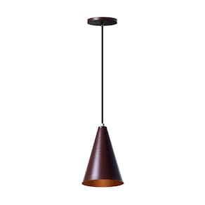 Lustre Pendente Cone P Em Alumínio Marrom 30Cm