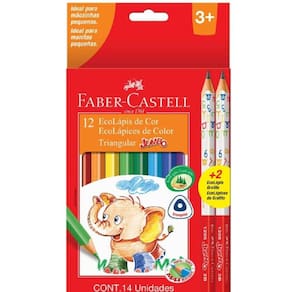 Ecolápis Triangular Jumbo 12 Cores+2 Jumbo 2B Faber Castell