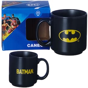 Mini Caneca Batman Preto E Amarelo Café Expresso Empilhável Cerâmica 100ML Oficial DC Comics