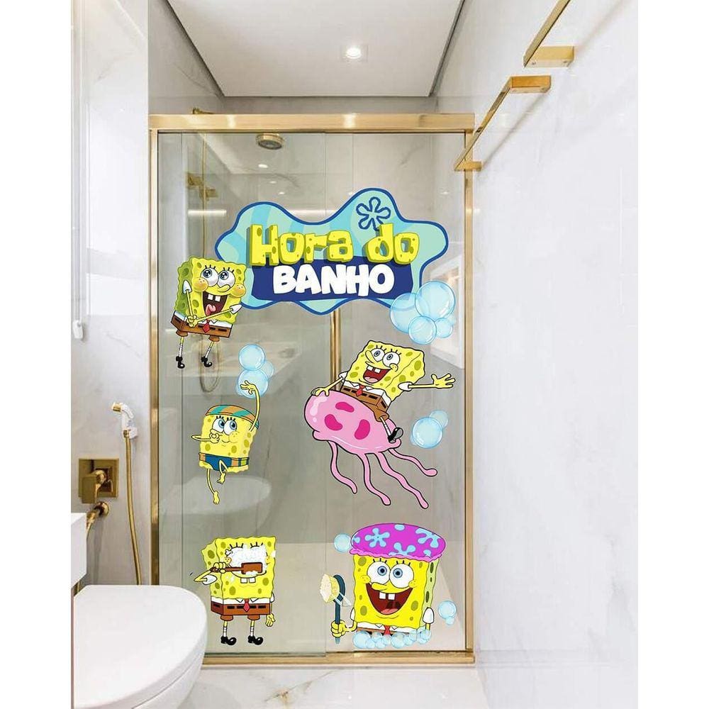 Adesivo Para Box Hora Do Banho - Bob Esponja Mod01