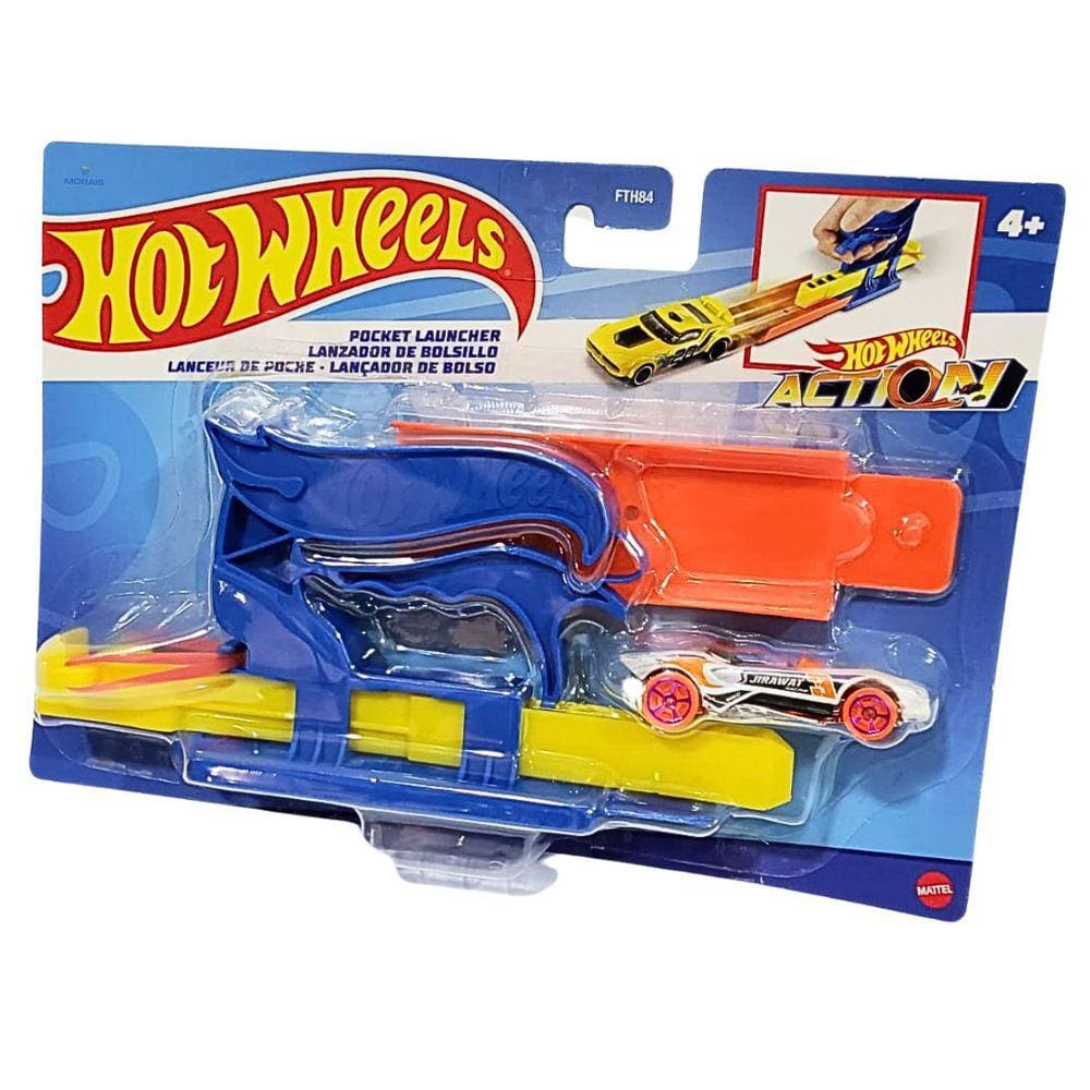 Lançador De Bolso Hotwheels Azul Para Carrinho FTH84