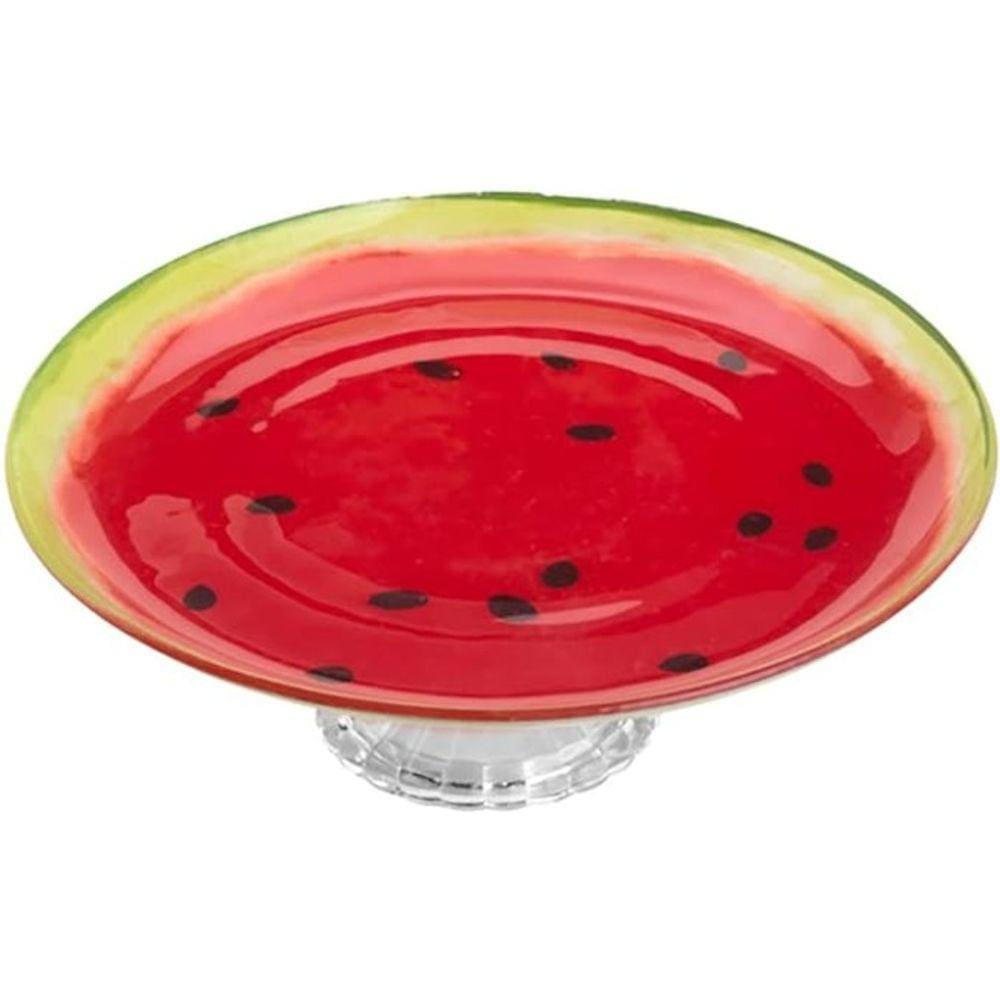 Centro de Mesa de Vidro com Pé Melancia Vermelho 20cm - Bon
