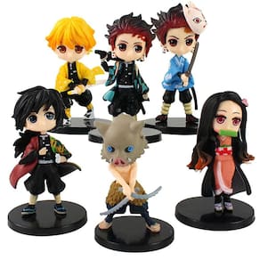 Kit 6 Bonecos Demon Slayer Kimetsu No Yaiba Action Figure Anime