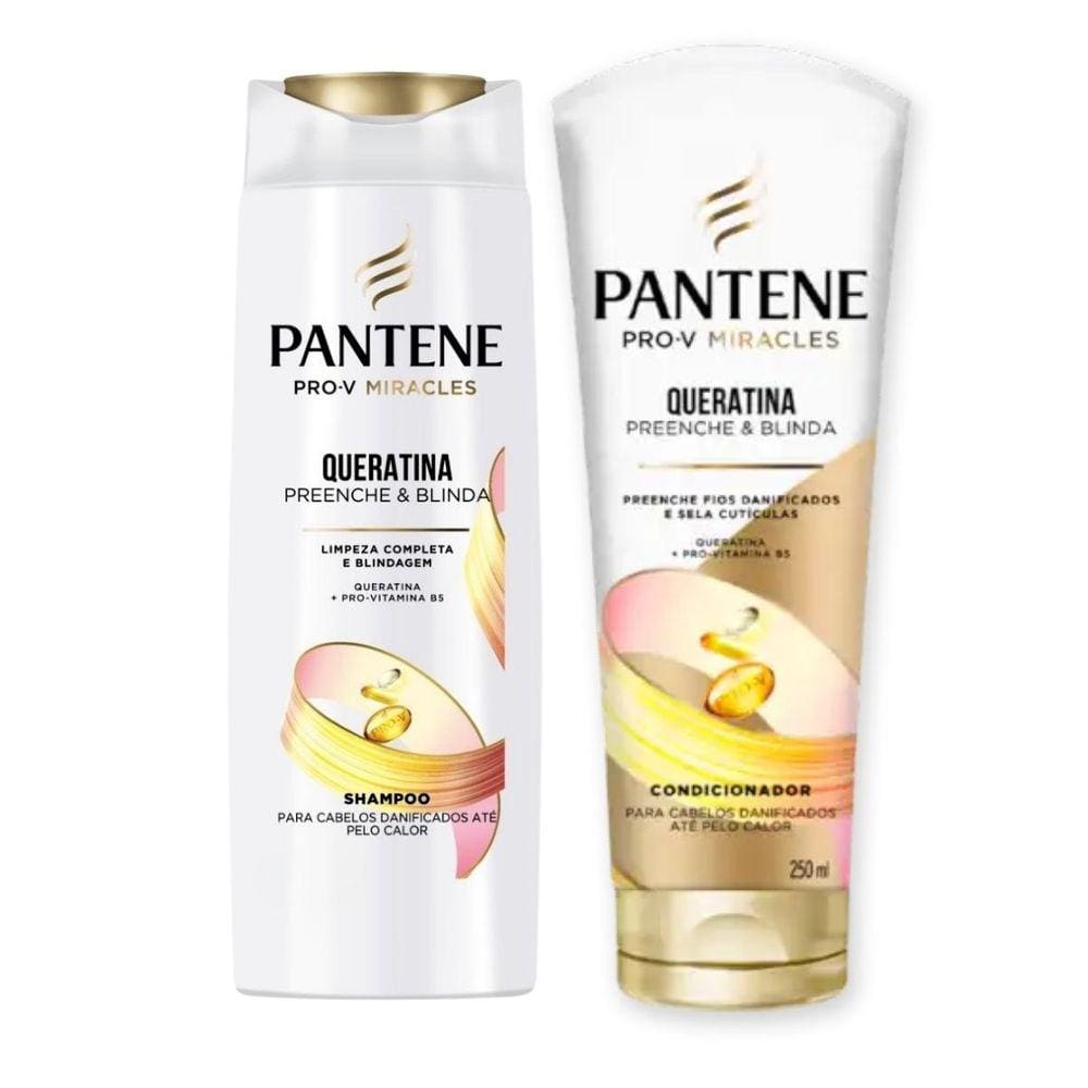 Shampoo 300Ml + Condicionador 250Ml Pantene Pro-V Queratina Preenche E Blinda