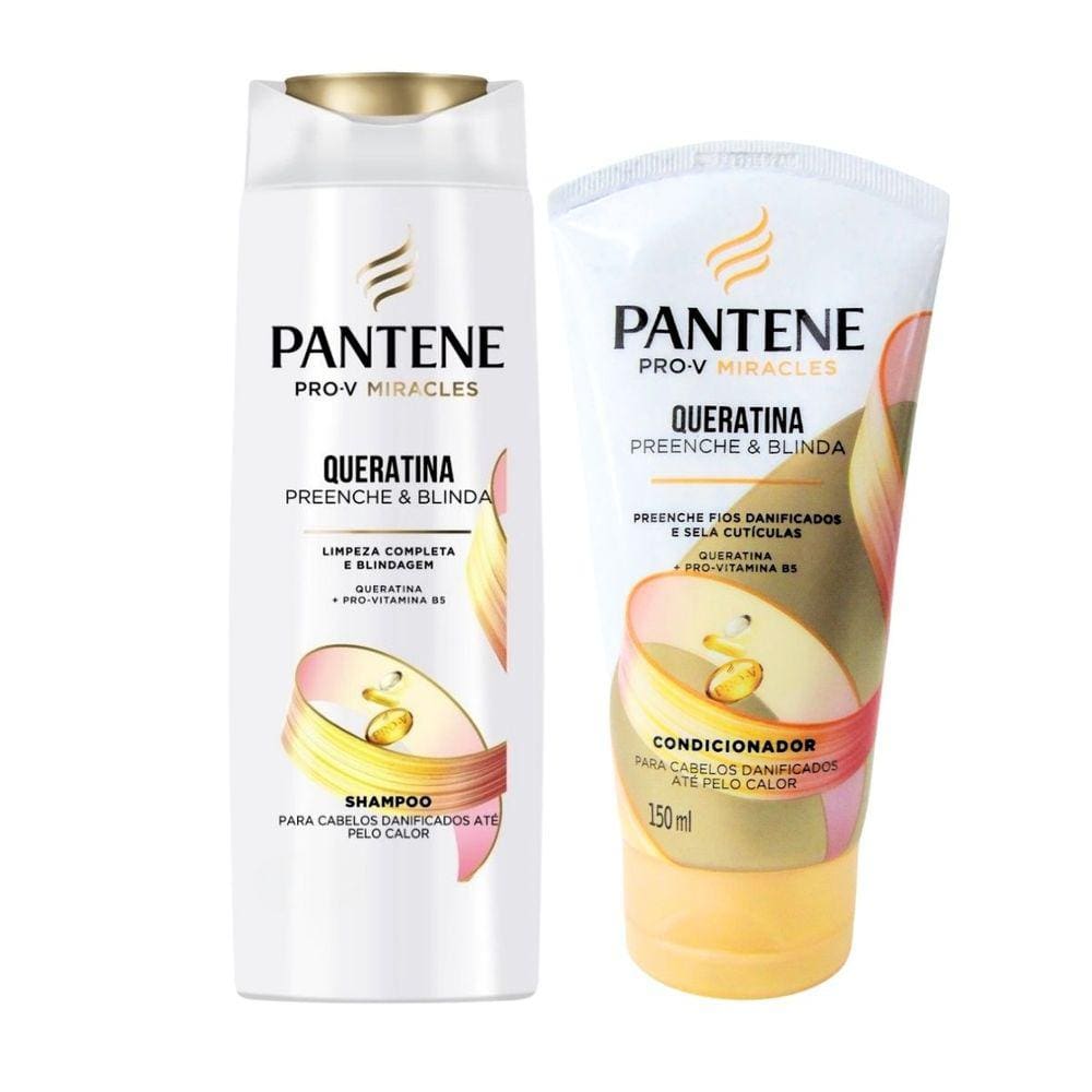 Shampoo 175Ml + Condicionador 150Ml Pantene Pro-V Queratina Preenche E Blinda