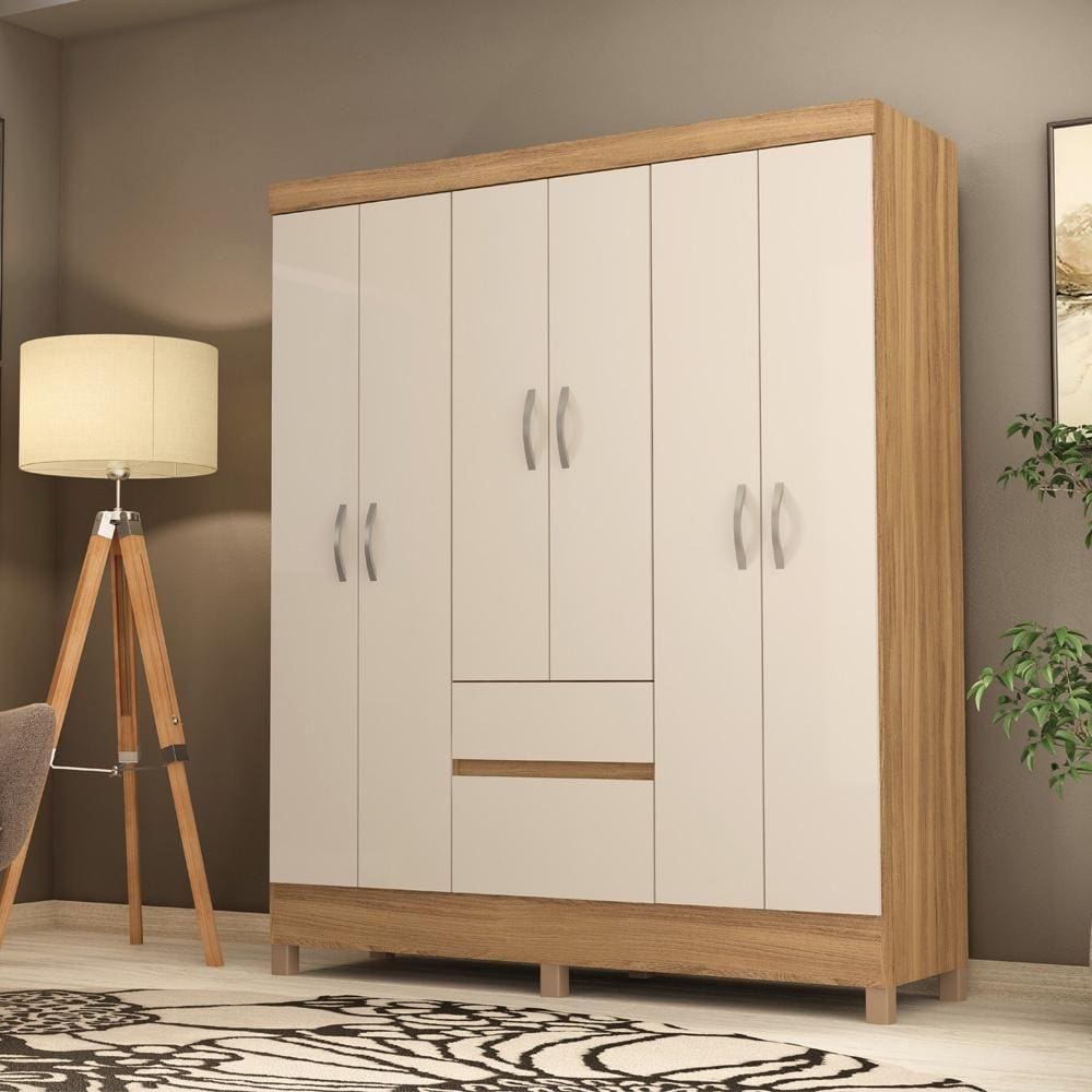 Guarda Roupa Casal 6 Portas 2 Gavetas Flash II