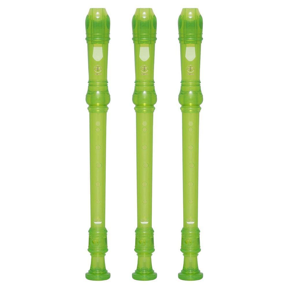 Kit 3 Flautas Doce Soprano Germânica Em C YRS-20G Verde Yamaha