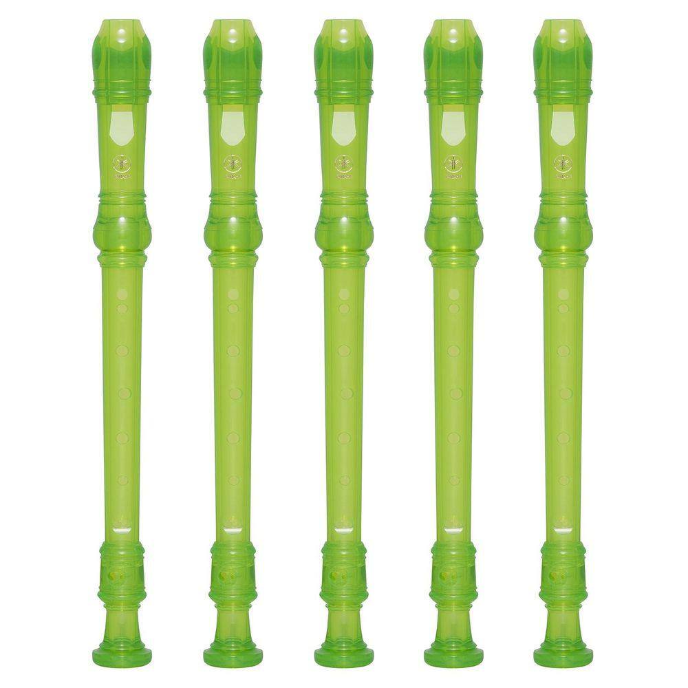 Kit 5 Flautas Doce Soprano Germânica Em C YRS-20G Verde Yamaha