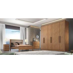 Guarda Roupa Casal 100% MDF 6 Portas 6 Gavetas - Linea-Cumaru - Móveis Novo Horizonte