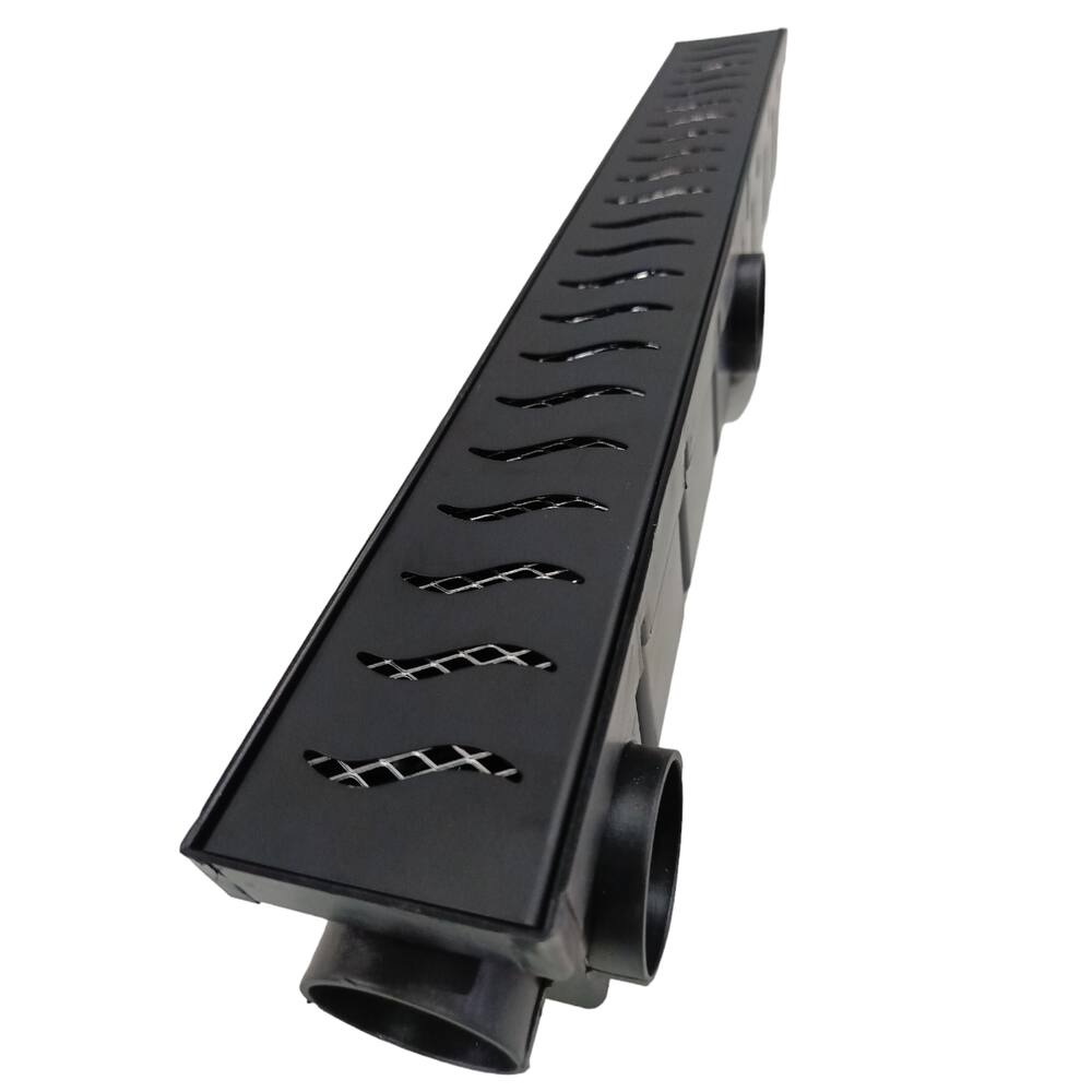 Ralo Inox Preto Fosco 6cm x 50cm com Coletor Multi Saídas