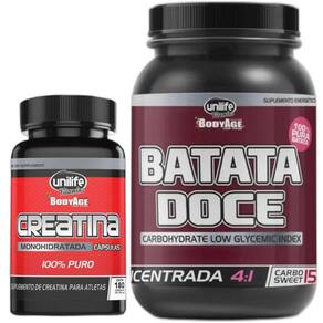 Creatina 100% Pura 180 Cáps 720mg + Batata Doce em Pó 1Kg